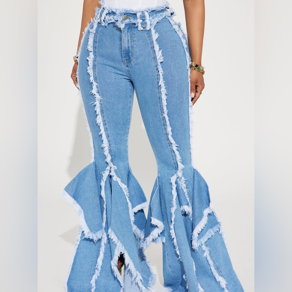 distressed flare jeans